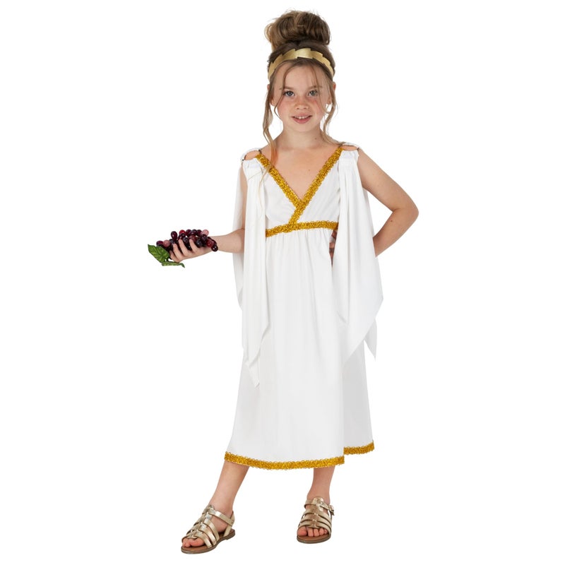 زي إلهة اليونان للأطفال من فن شاك - فستان توغا مستوحى من أثينا للفتيات مثالي للتنكر والحفلات كبير