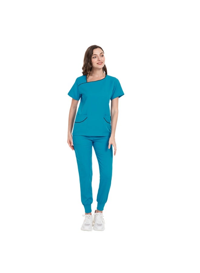 NIBEMINENT Women Nurse Scrubs Set Beauty Salon Nurse Uniform Hospital Salon Clinic Working Health Care Services Suits - Image 1