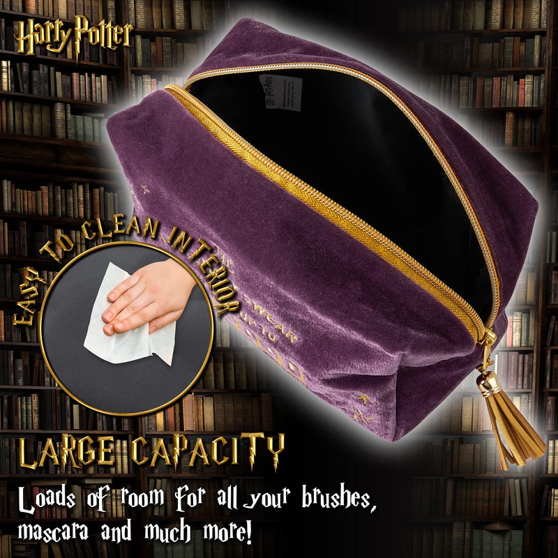 Harry Potter Gifts for Women, Velvet Makeup Bag Cosmetic Pouch Travel Organizer, Small Toiletry Bag for Fans, Hogwarts Themed Design (Purple) - Image 4