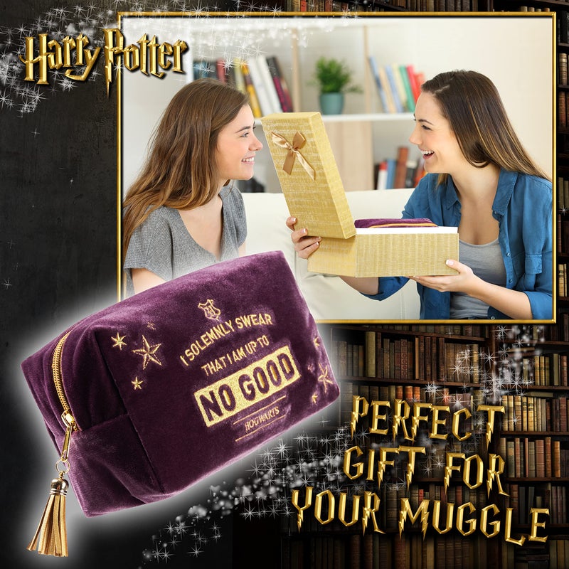 Harry Potter Gifts for Women, Velvet Makeup Bag Cosmetic Pouch Travel Organizer, Small Toiletry Bag for Fans, Hogwarts Themed Design (Purple) - Image 2