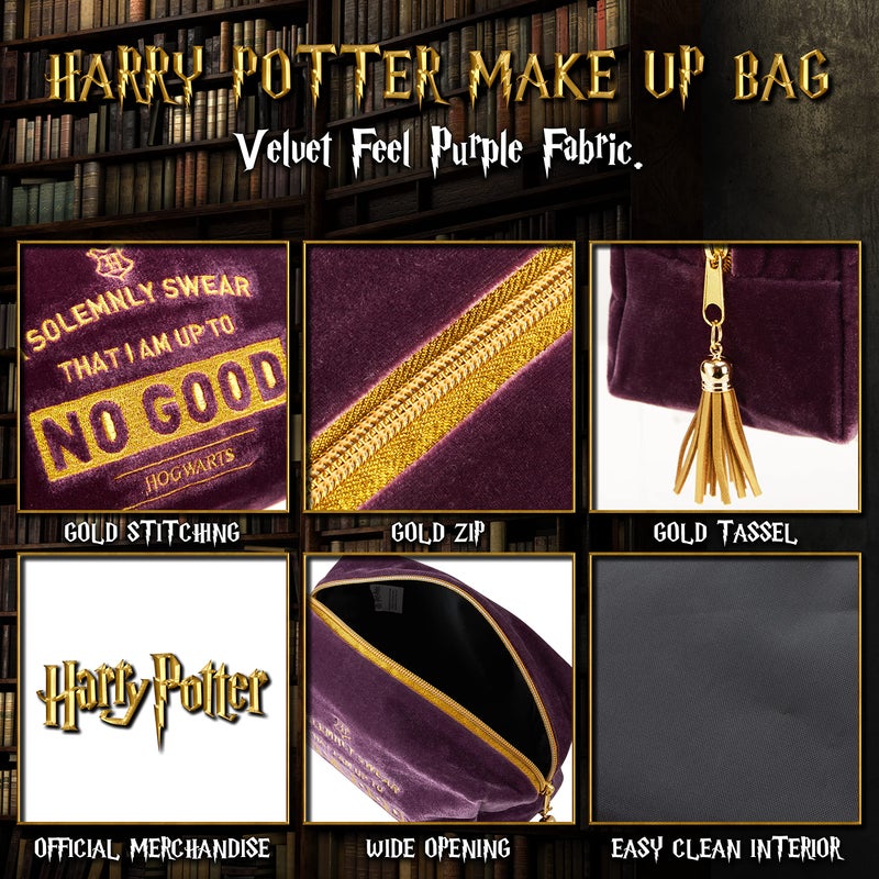 Harry Potter Gifts for Women, Velvet Makeup Bag Cosmetic Pouch Travel Organizer, Small Toiletry Bag for Fans, Hogwarts Themed Design (Purple) - Image 5