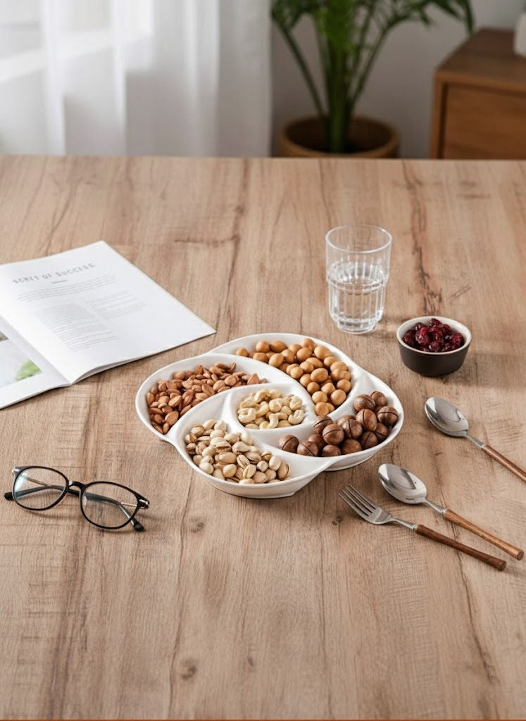 Dove Porcelain 5-Sectioned Plate White 10.5 inch - Image 1