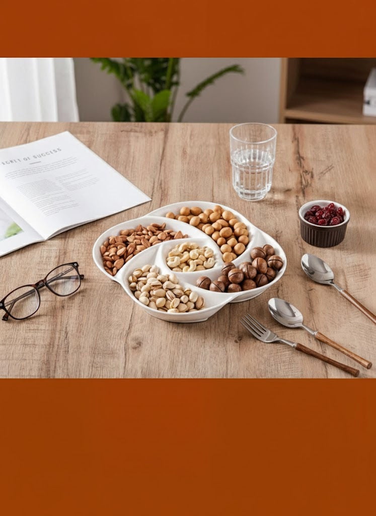 Dove Porcelain 5-Sectioned Plate White 10.5 inch - Image 2