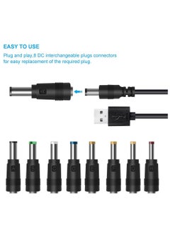يوك كابل طاقة 8 في 1 من USB إلى DC 5V بموصل قابس 5.5*2.1 مم مع 8 أطراف موصلة لمكبر الصوت ومروحة ومصباح LED  - Image 4