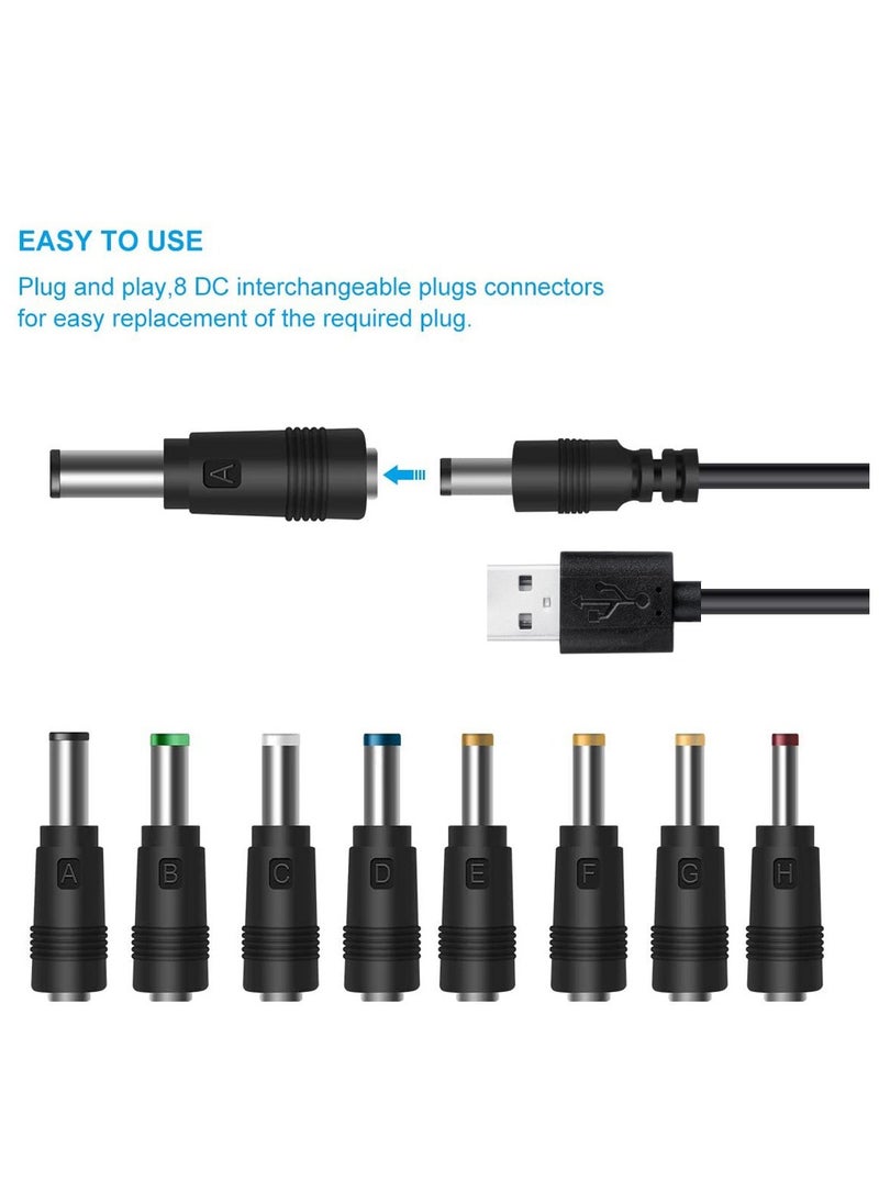 يوك كابل طاقة 8 في 1 من USB إلى DC 5V بموصل قابس 5.5*2.1 مم مع 8 أطراف موصلة لمكبر الصوت ومروحة ومصباح LED  - Image 4