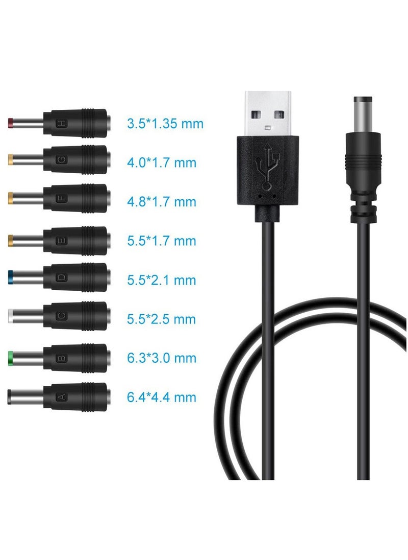 يوك كابل طاقة 8 في 1 من USB إلى DC 5V بموصل قابس 5.5*2.1 مم مع 8 أطراف موصلة لمكبر الصوت ومروحة ومصباح LED  - Image 1