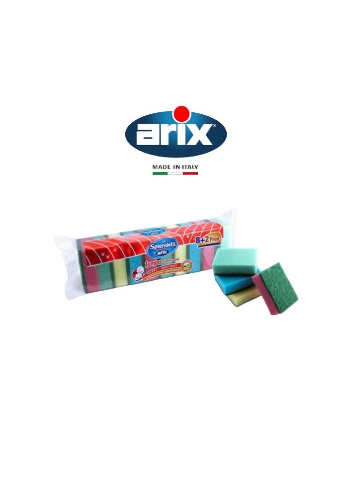 Arix Splendelli Jumbo Scouring Sponges – Ultimate Value Pack for Deep Cleaning and Organization - 10 Pieces - Image 1