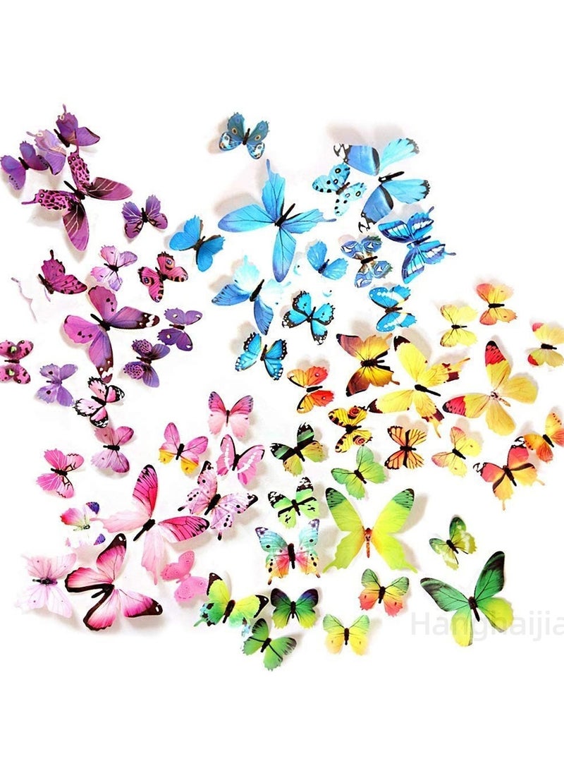 Hanghaijia - 12 Pcs 3D Butterfly Wall Sticker, Detachable Mural DIY Self-adhesive Suitable For Home Room And Kindergarten Wall Decoration - Image 1