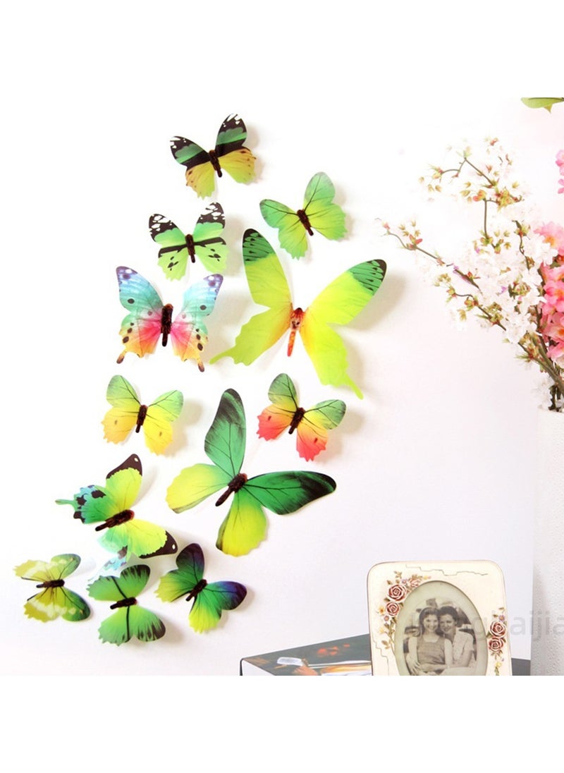 Hanghaijia - 12 Pcs 3D Butterfly Wall Sticker, Detachable Mural DIY Self-adhesive Suitable For Home Room And Kindergarten Wall Decoration - Image 1