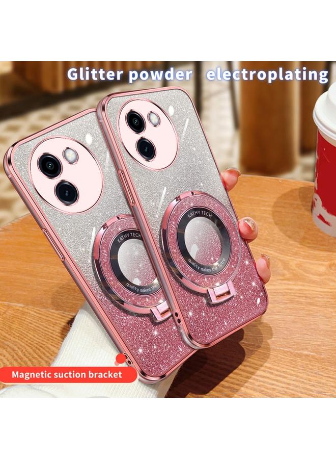 erorex Case For vivo Y200i / T3X 5G Plated Gradient Glitter Round Holder TPU Phone Case - Image 3