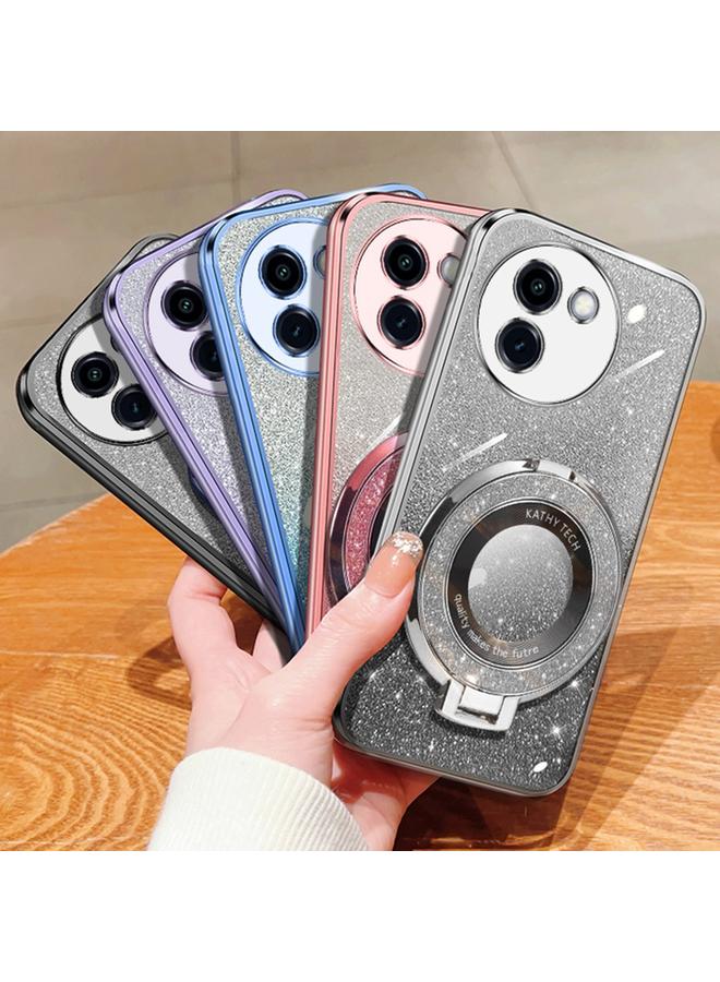 erorex Case For vivo Y200i / T3X 5G Plated Gradient Glitter Round Holder TPU Phone Case - Image 2