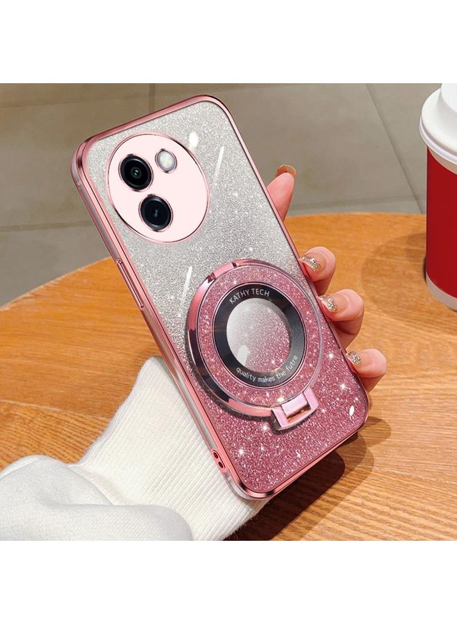 erorex Case For vivo Y200i / T3X 5G Plated Gradient Glitter Round Holder TPU Phone Case - Image 1