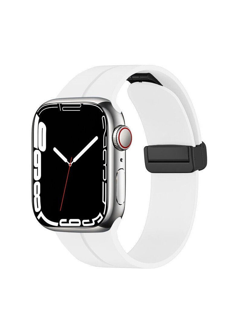 MOCOM - Magnetic Folding Buckle Silicone Watch Band For Apple Watch Ultra 49mm 45mm 44mm 42mm - Image 1