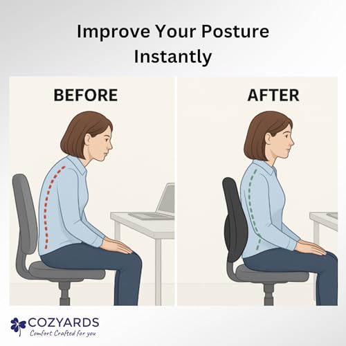 COZYARDS Lower Back Pain Relief Cushion – 5 Inch Deep Lumbar Cushioning for Enhanced Support – High Density Ergonomic Memory Foam for Office Chair & Car Seat (18.5 x 15.75 x 5) - Image 4
