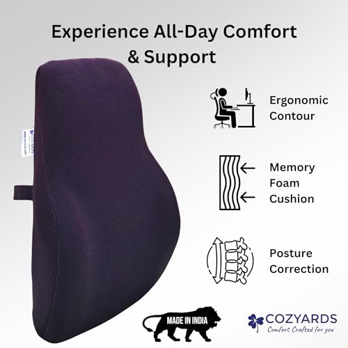 COZYARDS Lower Back Pain Relief Cushion – 5 Inch Deep Lumbar Cushioning for Enhanced Support – High Density Ergonomic Memory Foam for Office Chair & Car Seat (18.5 x 15.75 x 5) - Image 3