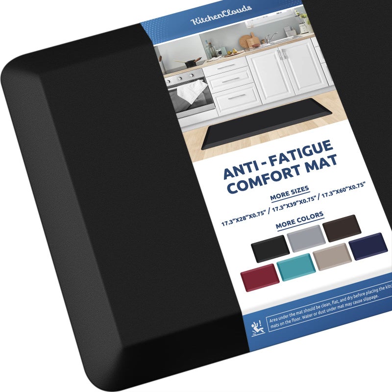 KitchenClouds Kitchen Mat Cushioned Anti Fatigue Kitchen Rug Non Slip Standing Mat Comfort Floor Mats for Sink Office 173x39 08inchBlack