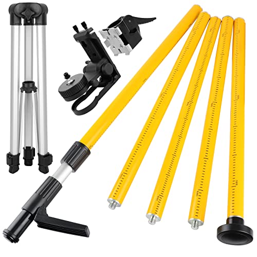 Firecore Laser Level Pole, Firecore Upgraded 12 ft. Telescoping Laser Pole with Tripod and Multifunctional Mounting Clamp, Adjustable Bracket with 1/4"-20 Laser Mount for Rotary and Line Laser Level- FLP370CX - Image 1