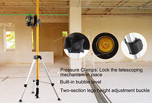 Firecore Laser Level Pole, Firecore Upgraded 12 ft. Telescoping Laser Pole with Tripod and Multifunctional Mounting Clamp, Adjustable Bracket with 1/4"-20 Laser Mount for Rotary and Line Laser Level- FLP370CX - Image 5
