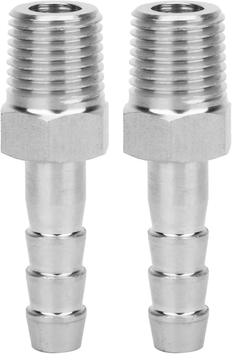 1 / 4in BSPT Male Thread Stainless Steel Quick Coupling Connector, 2PCS Barb Joint Pipe Fitting - High Pressure Resistance, Anti - for Pneumatic Air Pipe Systems (BSPT1/4-8mm) - Image 1