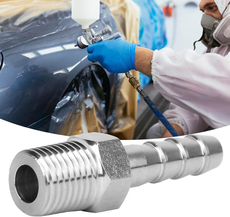 1 / 4in BSPT Male Thread Stainless Steel Quick Coupling Connector, 2PCS Barb Joint Pipe Fitting - High Pressure Resistance, Anti - for Pneumatic Air Pipe Systems (BSPT1/4-8mm) - Image 2