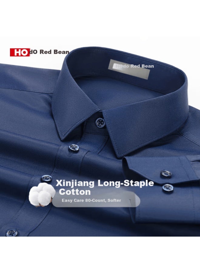 Hodo Men's Long Sleeve Cotton Solid White Shirt Business Casual Work Professional Dress Shirt Cardigan - Image 4