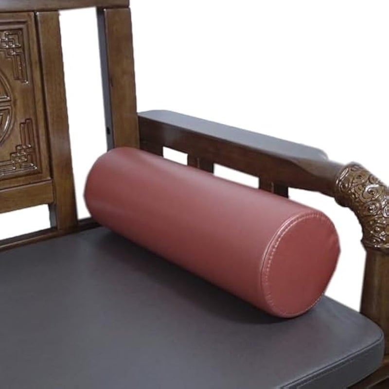 Smooth Cloth Round Roll Pillow Sponge Lumbar Cushion Sleeping Cylinder Long Bolster Pillow Cervical Neck Roll Pillow (Red, 13×48cm/5.12×18.9Inch)