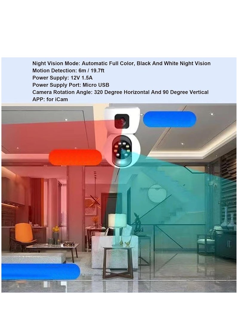 ELTRAZONE WiFi Dual Lens Security Camera HD Wireless Home Camera with Wide Angle NightMotion Detection, 2 Way, Panoramic Shooting, Rich Functions, HD Night - Image 3