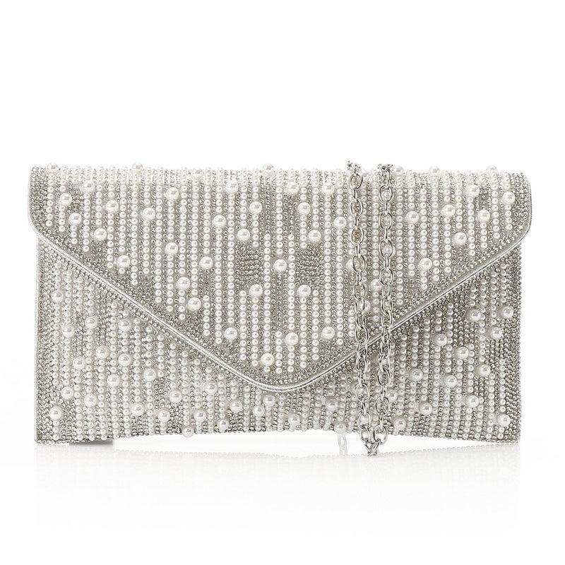 Mr.joe Beaded Pearl Envelope Clutch - Silver - Image 1