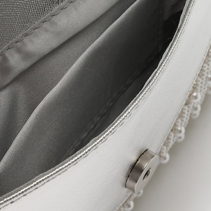 Mr.joe Beaded Pearl Envelope Clutch - Silver - Image 4
