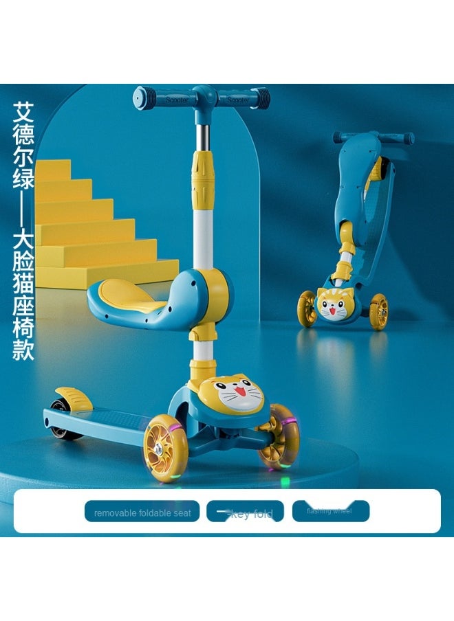 Shuer - Children's Scooter Can Sit And Ride Led Light Flashing Wheel Adjustable Height Foldable Scooter Outdoor Activities For Boys Girls - Image 1