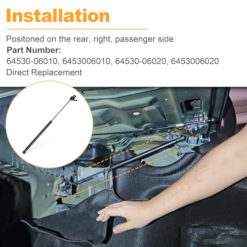 Jetuplusllc دعامة صدمة غطاء صندوق الأمتعة الخلفي الأيمن 64530-06010 64530-06020 متوافقة مع تويوتا كامري 2.5L 3.5L 2018-2025 - Image 5