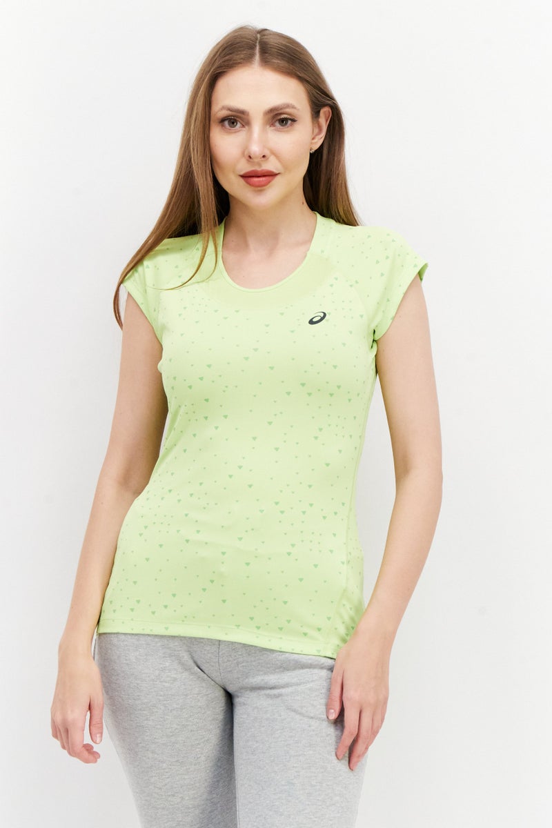 asics تي شيرت تدريب قصير الأكمام للنساء، ليموني - Image 1