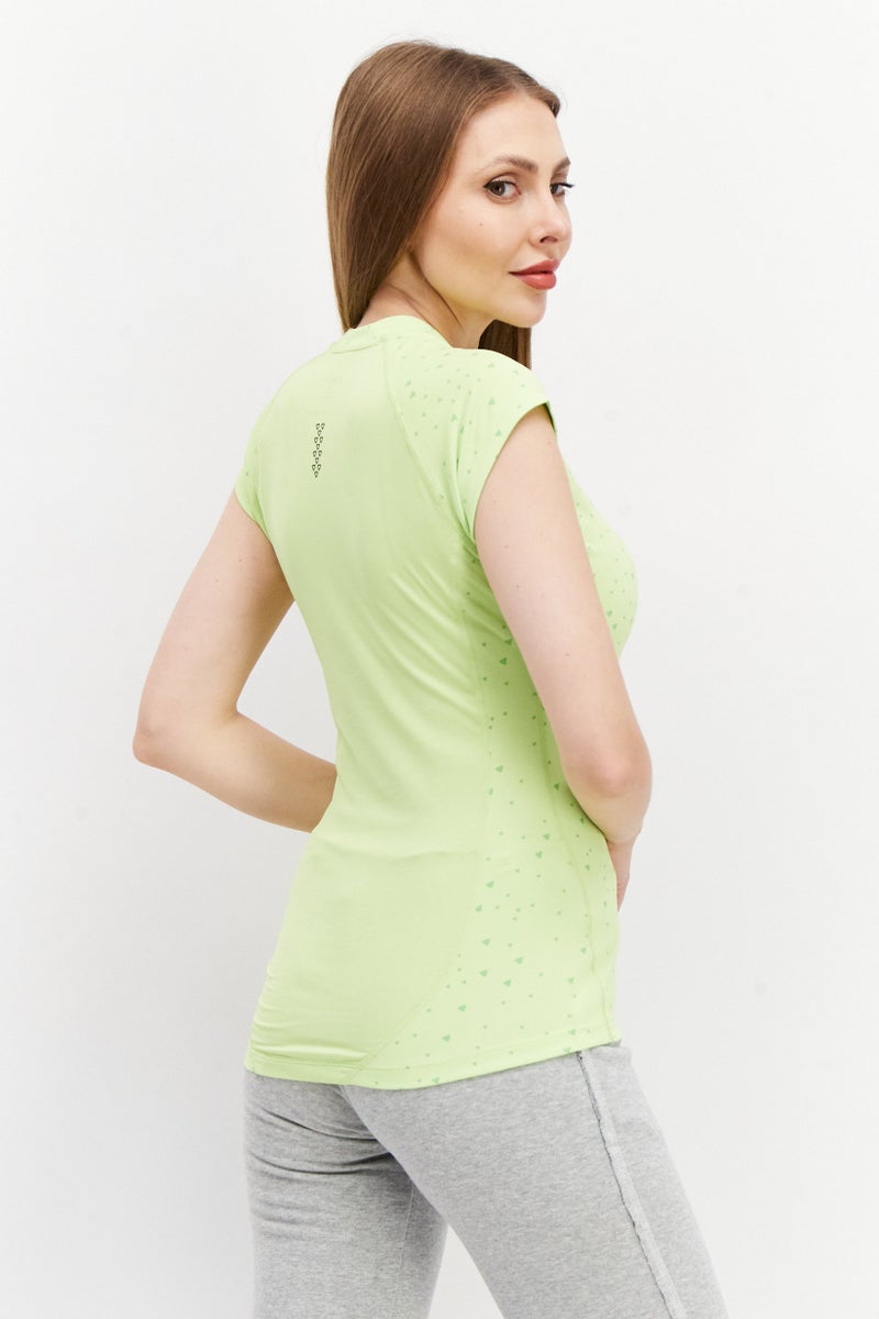 asics تي شيرت تدريب قصير الأكمام للنساء، ليموني - Image 3