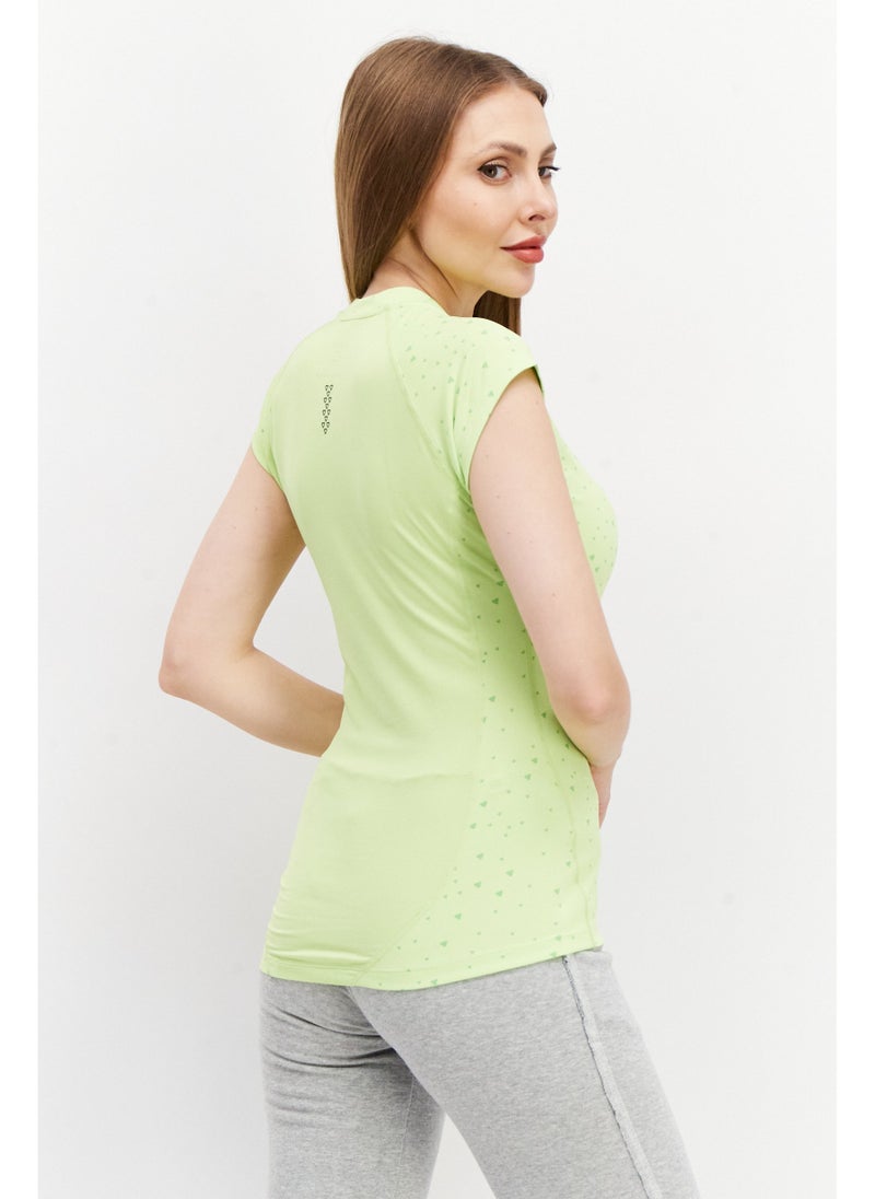 asics تي شيرت تدريب قصير الأكمام للنساء، ليموني - Image 5