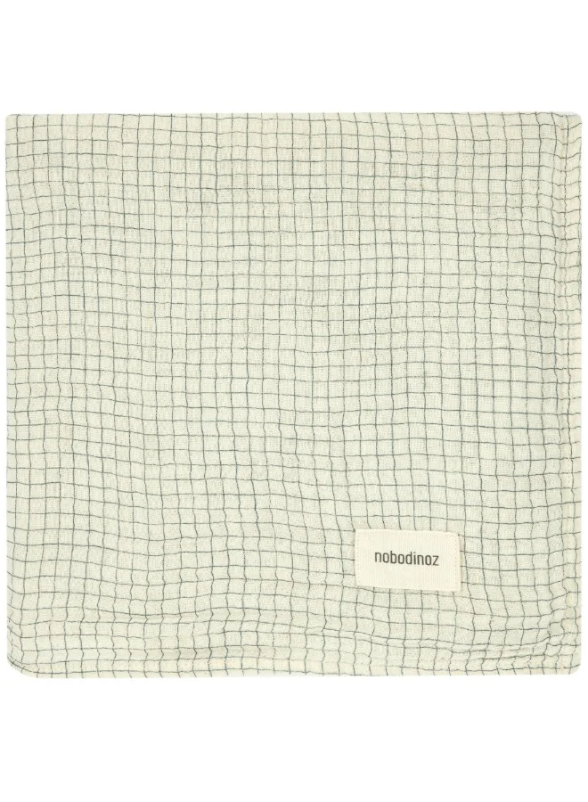 nobodinoz Blue Grid Muslin Swaddle Gift Set