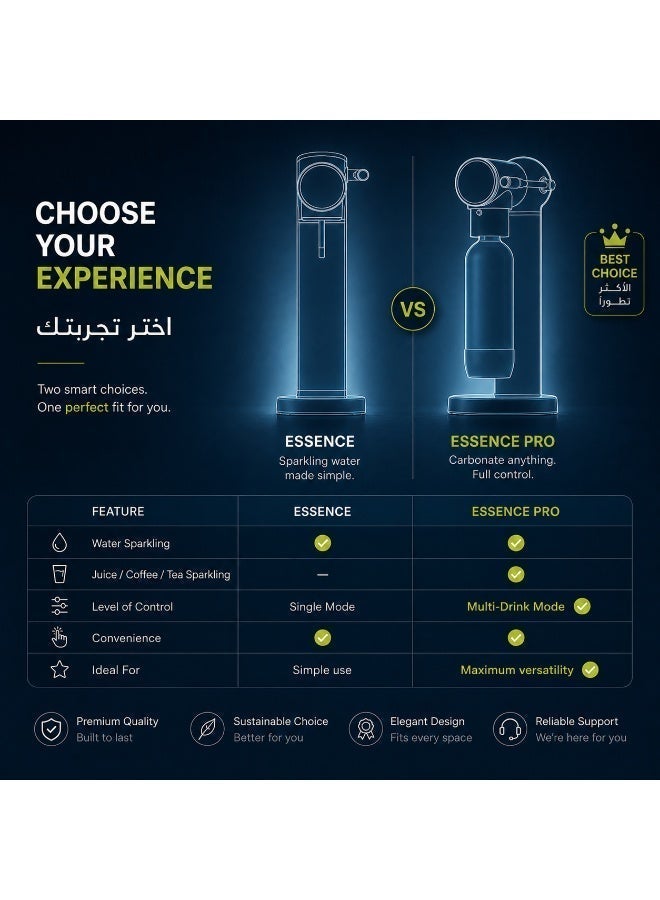 AQUALINE ESSENCE Sparkling Water Maker | Soda Maker | Diamond Kit | 4× CO₂ Cylinders | Black - Image 5