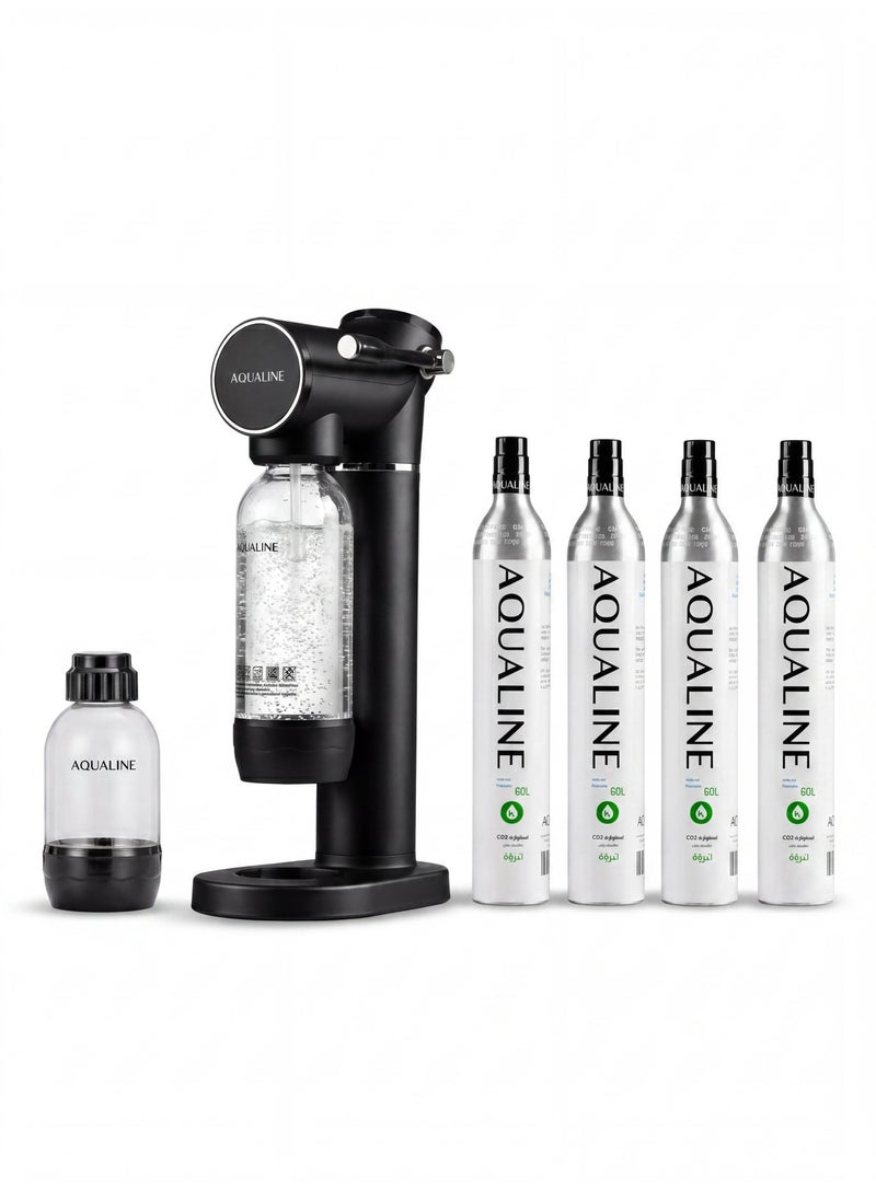 AQUALINE ESSENCE Sparkling Water Maker | Soda Maker | Diamond Kit | 4× CO₂ Cylinders | Black - Image 1