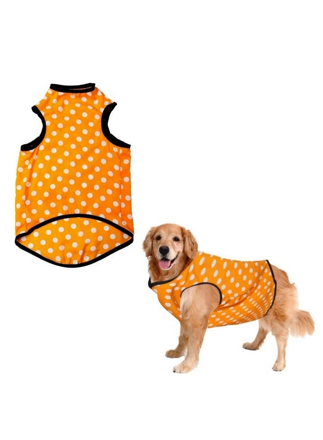 Sage Square Funky Soft Material Dog T-Shirt | Cool/Funky Print Pet | Soft Light Weight | Comfortable & Breathable Dog Clothing | Trendy Vest Outfit (Polka Orange) (Xlarge - 24Inch) - Image 1