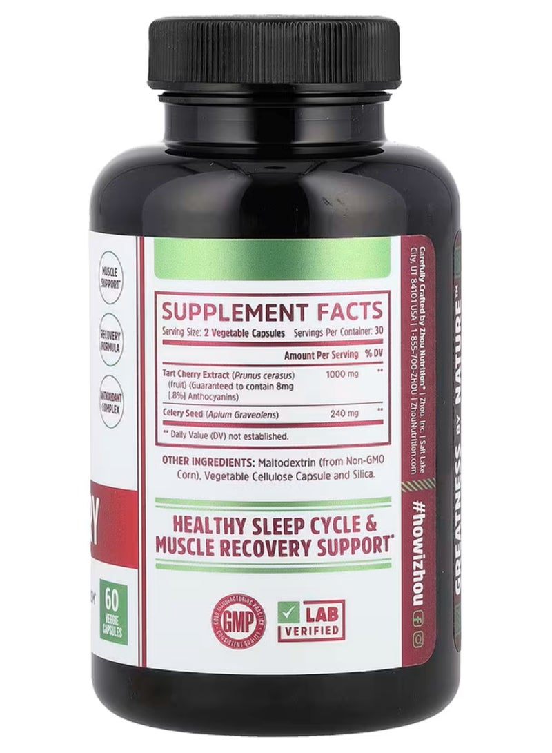 Zhou Tart Cherry Extract + Celery Seed, 60 Veggie Capsules - Image 2
