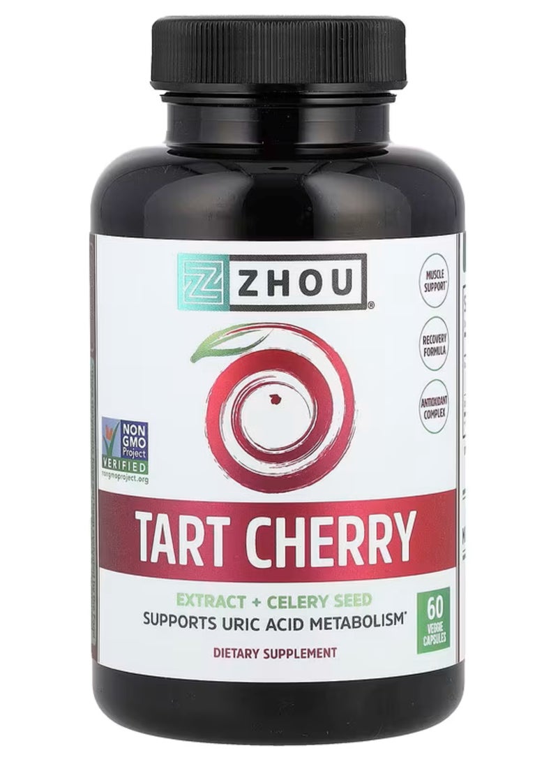 Zhou Tart Cherry Extract + Celery Seed, 60 Veggie Capsules - Image 1