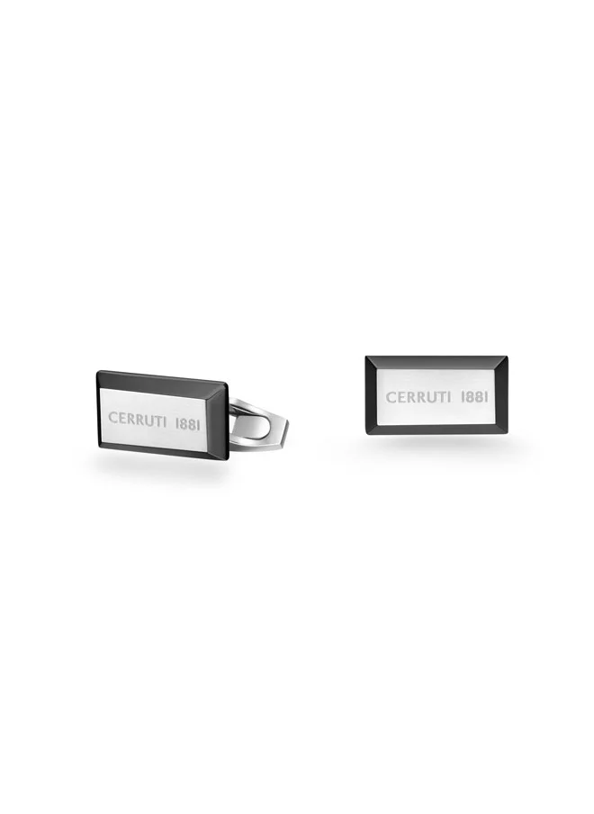 شيروتي 1881 Cerruti 1881 Elio Black Stainless Steel Square Cufflink for Men