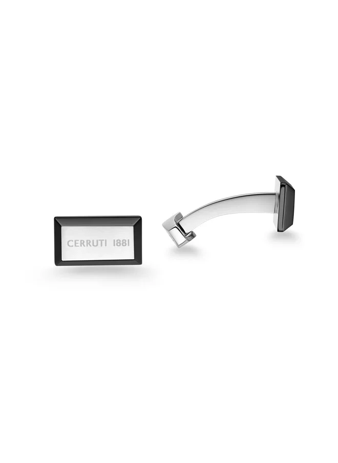 شيروتي 1881 Cerruti 1881 Elio Black Stainless Steel Square Cufflink for Men