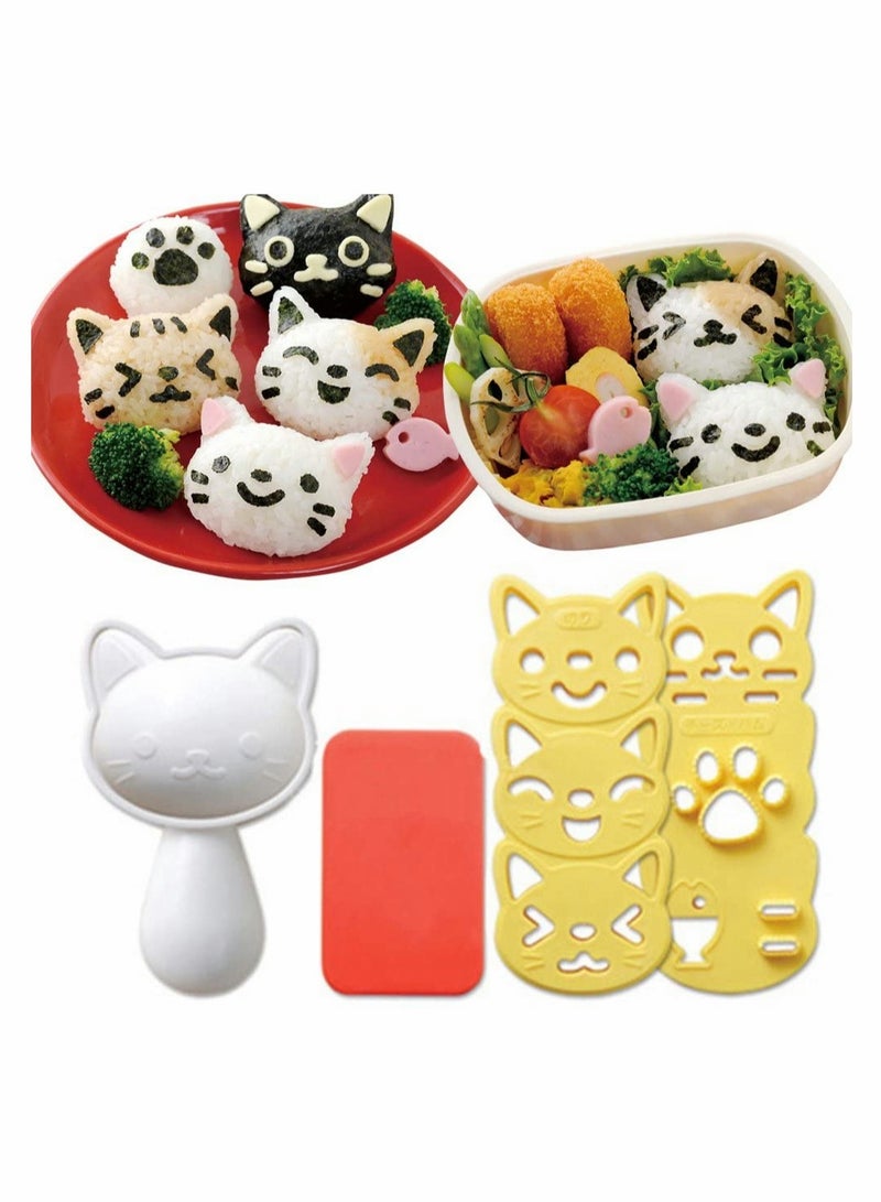 SOLARAE Rice Ball Mold Set Cat Lovely Rice Ball Mold Sushi Mold Pattern Sushi Kitchen Rice Mould Sandwich DIY Kitchen Tools - Image 1