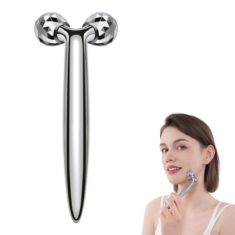 InfiniteRelax Metal Facial Roller Massager, 3D Cooling Face Massage Tool for Reduce Puffiness, Remove Eye Wrinkles, Face Lifting, Increase Firmness, Anti-Aging, Skin Tightening - Image 1
