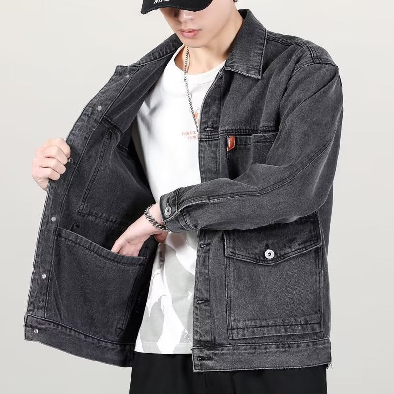 New Men'S Casual Denim Coat High Street Handsome Loose Plus Size Multi-Pocket Jacket Fashion Brand All-Matching - Image 3