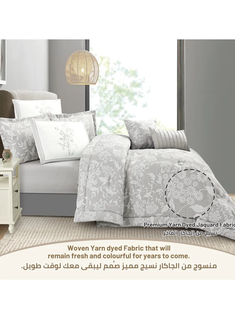 دوناتيلا طقم لحاف الفراش 8 قطع مقاس كينج طقم سرير مصبوغ بخيوط صلبة يناسب (200 * 200 سم) طوال الموسم 350 جم حشوة حريرية من الريش ، أنسونيا