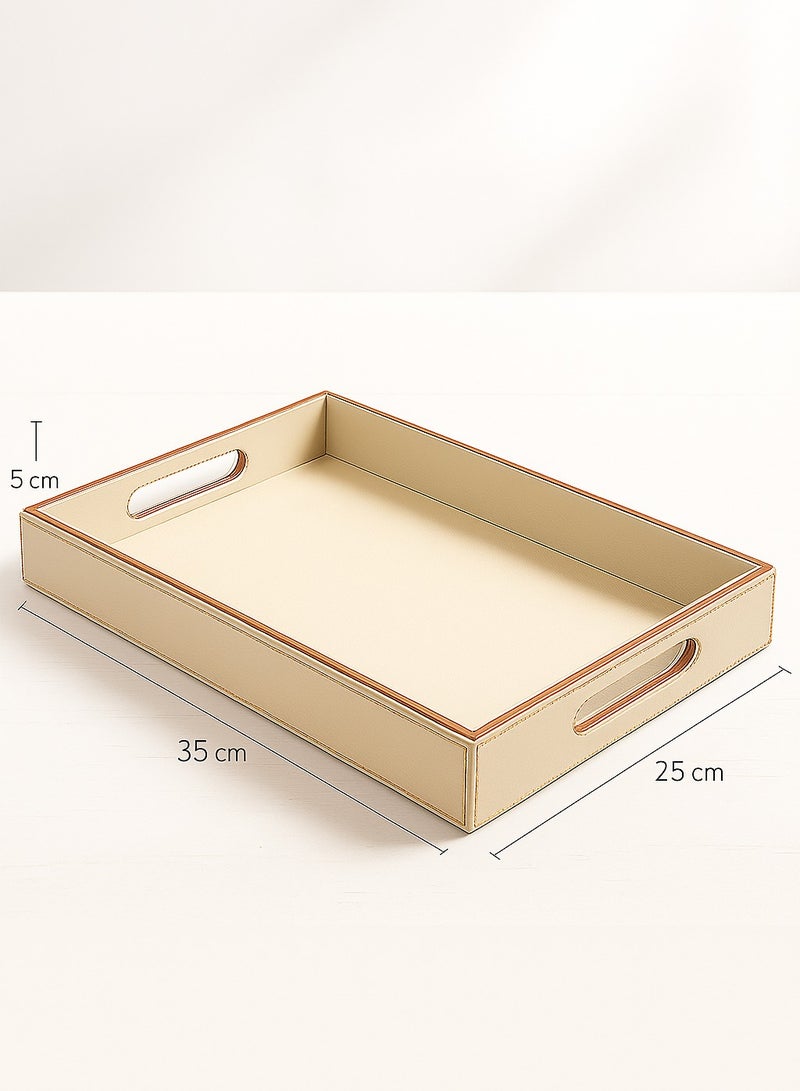 Leather Serving Tray, Serving Tray with Handles - for Coffee Table, Kitchen Organizer, Desk Accessories, Decorative tray. Tray  - for Home Decor, Wallets & Keys, Gifts for men, Home or Office use  - Image 3
