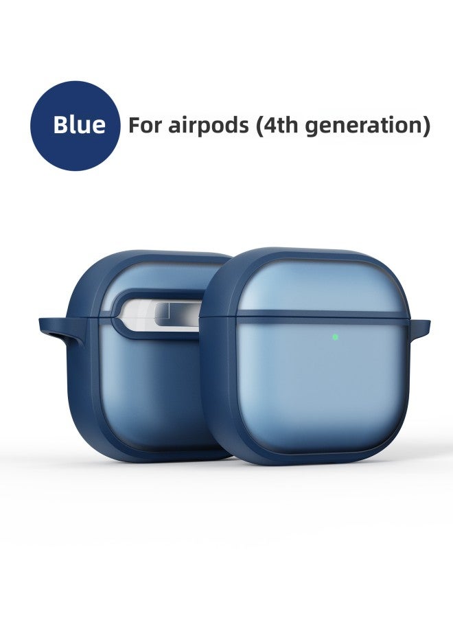 حافظة واقية لسماعات Apple Airpods 4 Generation Bluetooth، حافظة واقية من الجيل AirPods3/2 مقاومة للسقوط - اللون: أزرق - الموديل المطبق: Airpods 4 (موديل 2024)