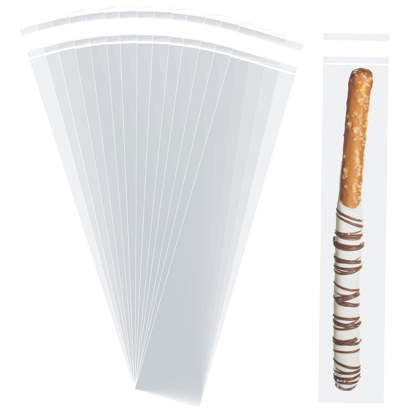 Morepack Self Sealing Cellophane Bags,2x10 Inches 100 Pcs Clear Pretzel Rod Bags, Resealable Bag for Packaging ICY Candy Popsicle - Image 2