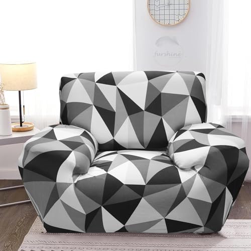 B BESTILO Sofa Cover 3 Seater and 2 Seater Fully Covered Universal 5 Seater Sofa Cover Non-Slip Sticky Elastic Stretchable Sofa Set Slipcover Protector for (3+1+1 Seater), Black Prism - Image 4